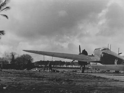 He 111 H with the tactical code 6N+NK of the 2/KGr 100 in Vannes France 1941