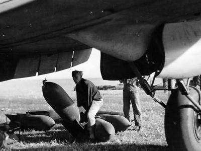 Heinkel He 111 H of the KGr 100 SC 250 bomb loading Eastern Front 1941