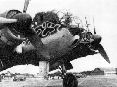 Ju188 A of KG 26 with radar and wellenmuster camouflage