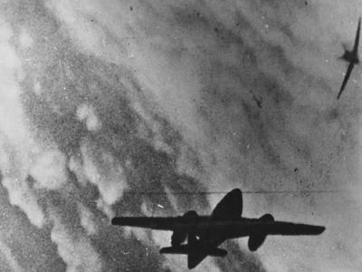 German fighter jet Me 262 in gun camera footage