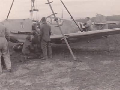 Me109E of the 6/JG 27 belly landing Balkans 1941