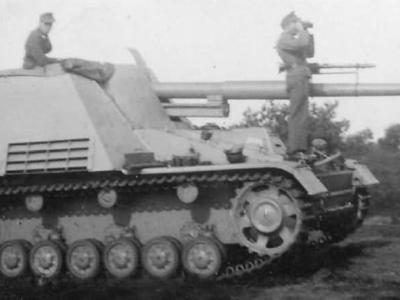 Panzerjager Nashorn Hornisse German tank destroyer during an exercise