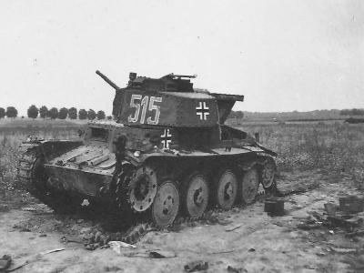 Destroyed Panzer 38(t) tank code 515, Philippeville Belgium June 1940