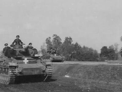 German tanks Panzerkampfwagen IV Ausf C near Sochaczew Poland 1939