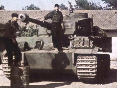 Panzer VI Tiger with its crew color photo