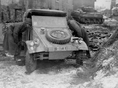 75th ID captures Das Reich Kubelwagen in Beffe Belgium 7 January 1945