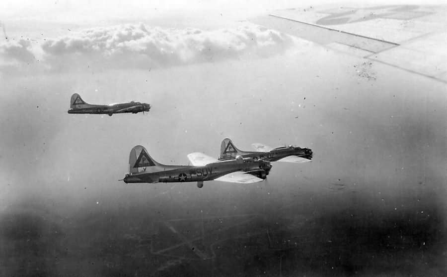 384th Bomb Group B-17 Bombers in Flight Heading Towards Target