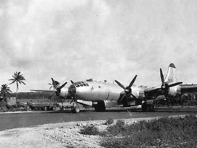 B-29 Bomber 44-61528 Parked on Airstrip Harmon Field Guam