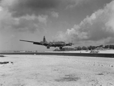 B-29 bomber of 29th Bomb Group landing on Guam 2