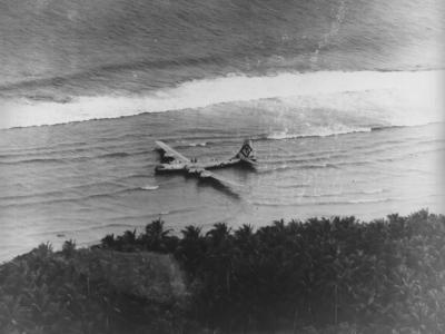 B-29 Superfortress 501st Bomb Group Crashed on Beach Photograph
