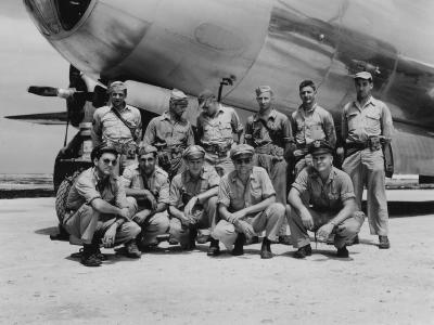 B-29 Superfortress bomber crew on TINIAN airfield Pacific