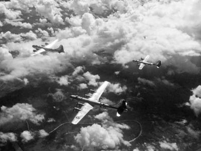 B-29 of 462nd en route home after hitting the Rangoon Burma docks on November 3 1944