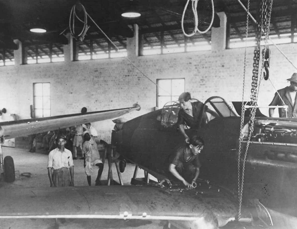 Chinese Mechanics Assemble P-40 in Rangoon Burma