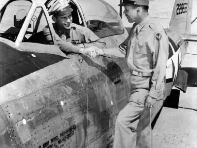 8th AF Ace Pilot Robert Johnson in P-47 Thunderbolt 42-28553