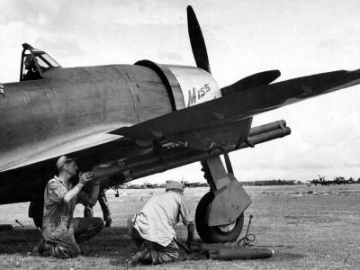 P-47D Thunderbolt 318th fighter group with bazooka rocket tubes Miss Mary Lou 1944
