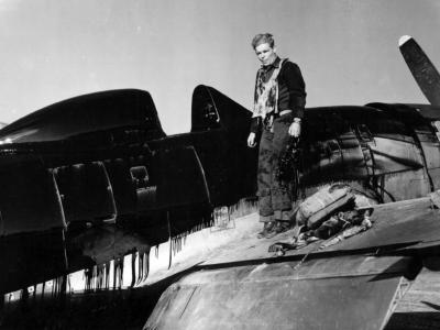 P-47D Thunderbolt Lt King 350th fighter group Flak damaged