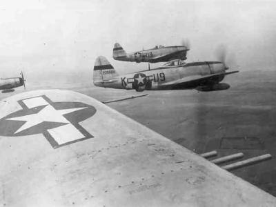 P-47D of the 373rd Fighter Group, 411st Squadron, code U9+K