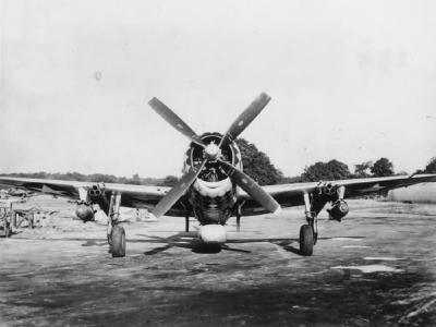 P-47 Thunderbolt 42-26357 of the 353rd Fighter Group with drop tank, rockets and two bombs
