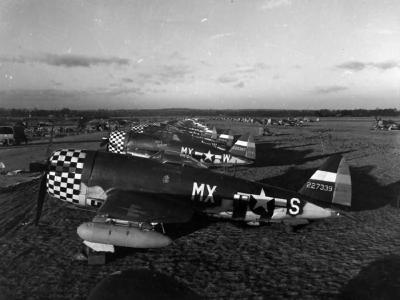 P 47 Thunderbolts of the 82nd FS 78th Fighter Group at Duxford September 1944