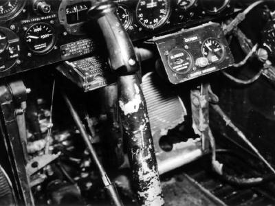 cockpit and control stick of a P-47 Thunderbolt