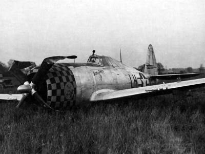 crashed P-47 Thunderbolt of the 350th FS, 353rd Fighter Group
