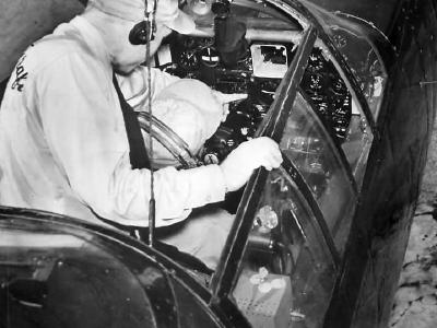 Inside photo of the Northrop P-61 Black Widow night fighter 1945