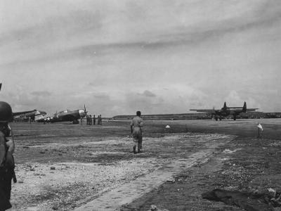 P-61A 42-5524 Midnight Mickey 6th Night Fighter Squadron taxiing at airfield Saipan June 1944