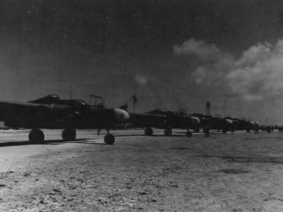 P-61 A of the 6th NFS stop over at Kwajalein en route to Saipan