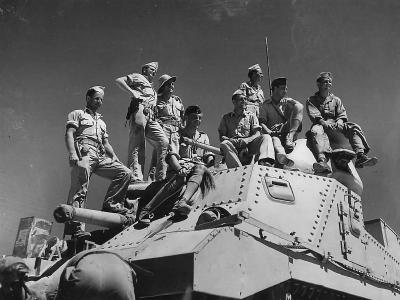 British and American Tank Crews atop M3 Lee Tank in Egyptian Desert 1942