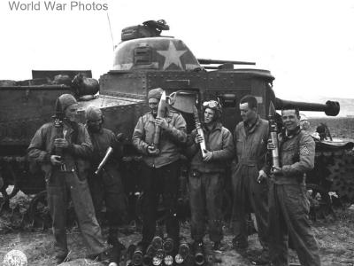 M3 Lee crew with D Company, 2nd Bn, 13th Armored Regiment, 1st Armored Division at Souk el Arba Tunisia November 24, 1942