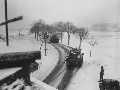 100th Infantry Division 781st Tank Battalion M4 Sherman and M5 Stuart Column East France 1945