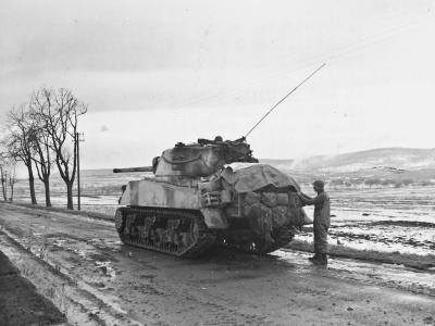 12th Armored Division 76mm Armed M4 Sherman Husseren France 1945