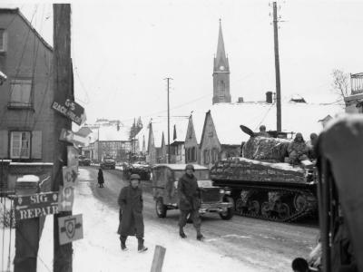 14th Armored Division M4 Sherman Column in Hochfeld France 1945
