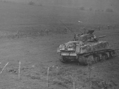 7th Armored Division M4 Sherman Tank Eisenborn Germany 1945