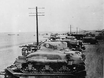 British 8th Army M4 Sherman Tanks Lined Up on Trailers in Western Desert 1942