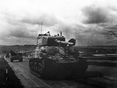 M4A1 Sherman Tank On Autobahn Highway Germany 1945