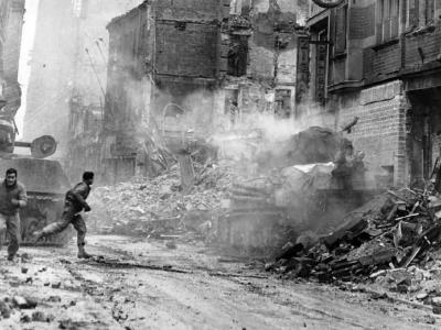 M4 Sherman Tank Hit By Shell Near Cologne Cathedral 1945