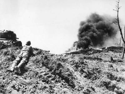 M4 Sherman Tank in Action on Okinawa 1945