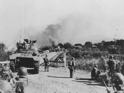 M4 Sherman tank Matain River bridge 30 January 1945 Battle of Luzon Philippines