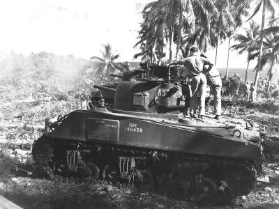 Marine M4 Sherman Medium Tanks Ready For Action