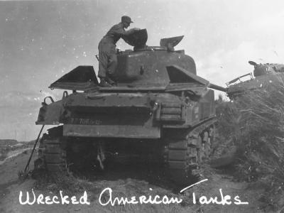 Okinawa 1945 Wrecked American Tanks M4 Sherman