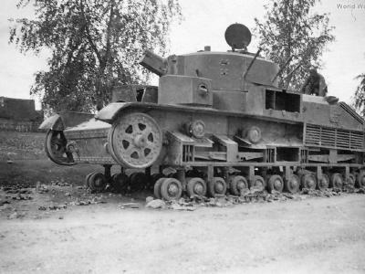 Destroyed tank T-28 model 1934