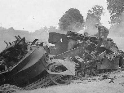Soviet tank T-28 suffered an internal explosion during the Operation Barbarossa 1941