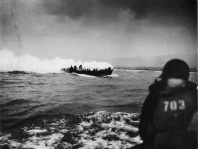 1st Battalion Troops in LCVP Approach Omaha Beach on D-Day 1944