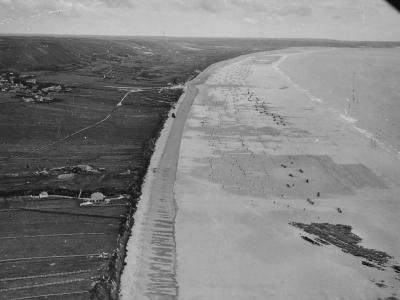 Aerial View Of German Beach Defenses In Normandy Summer 1944