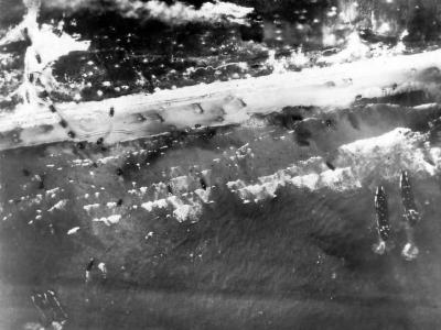 Aerial View of US D-Day landing on Normandy’s Utah Beach