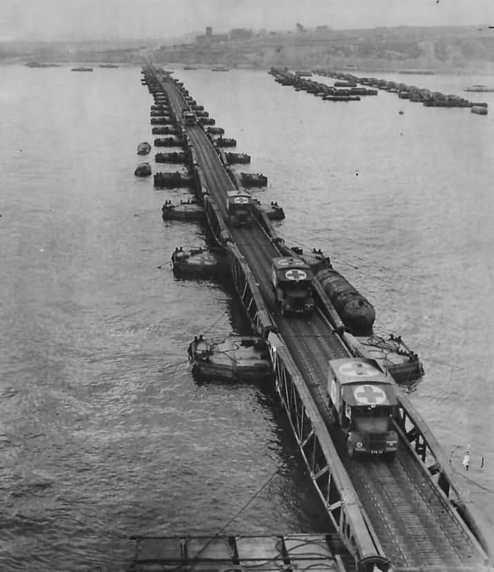 Ambulances Ferry Wounded over Mulberry Harbor near Arromanches Normandy 1944