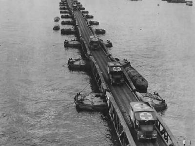 Ambulances Ferry Wounded over Mulberry Harbor near Arromanches Normandy 1944