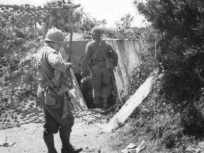 American Soldiers Search German Tunnel in Normandy France
