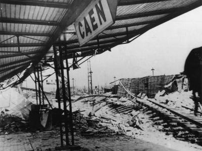 Bombed Ruins of Railway Station in Caen France Normandy 1944